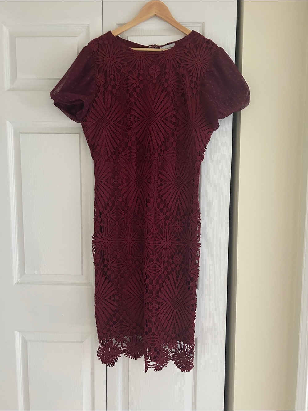 Women's Burgundy Lace Overlay Dress XL. Worn once!